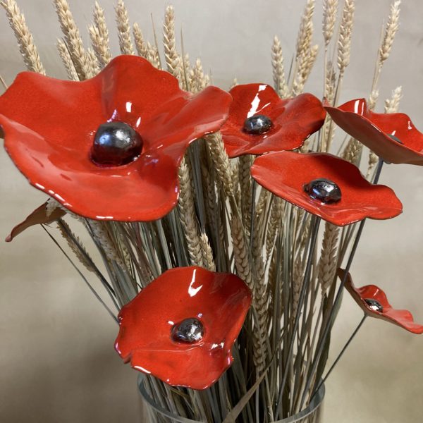 Bouquet de 9 Grands Coquelicots Rouge Hauteur 60 cm – Image 5