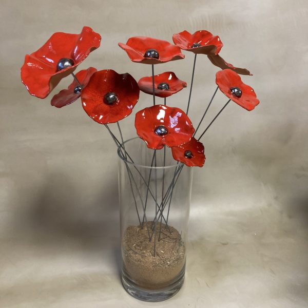 Bouquet de 9 Grands Coquelicots Rouge Hauteur 60 cm – Image 2