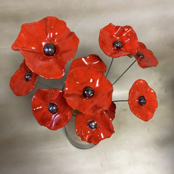 Bouquet de 9 Grands Coquelicots Rouge Hauteur 60 cm – Image 10