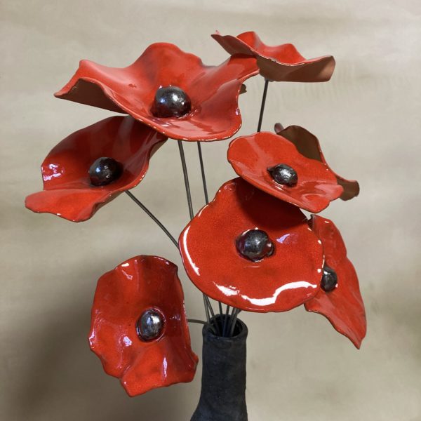 Bouquet de 9 Grands Coquelicots Rouge Hauteur 60 cm – Image 6