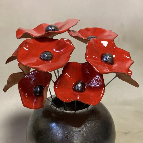 Bouquet de 9 petits Coquelicots Rouge Hauteur 30 cm – Image 2
