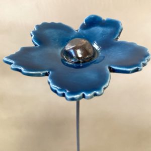 Fleur Sauvage Bleu Canard cœur Métal
