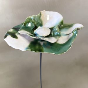 Coquelicot Double Vert lustré Kaki et blanc