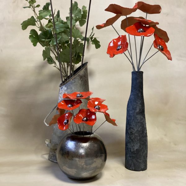 Bouquet de 9 petits Coquelicots Rouge Hauteur 30 cm – Image 3