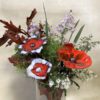Bouquet de 3 grandes Fleurs Rouge Blanc et Métal Hauteur 55 cm – Image 3