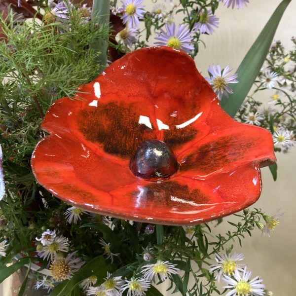 Bouquet de 3 grandes Fleurs Rouge Blanc et Métal Hauteur 55 cm – Image 4