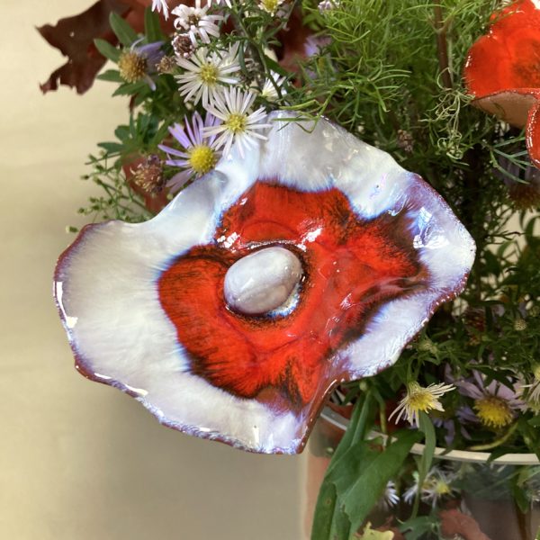 Coquelicot Rouge et Blanc irisé violet cœur blanc – Image 4