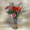 Bouquet de 3 grandes Fleurs Rouge Blanc et Métal Hauteur 55 cm