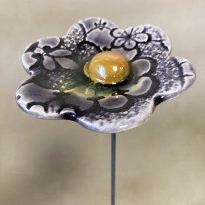 Fleur Mauve Impression Dentelle cœur Doré