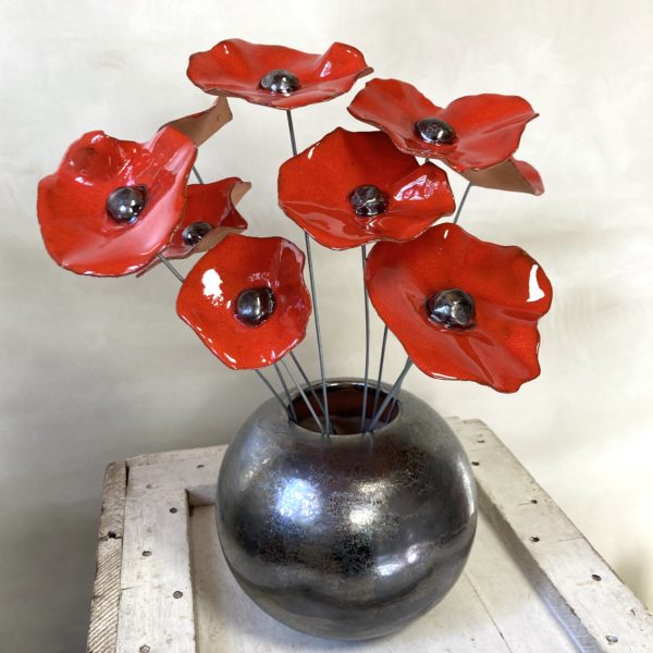 Bouquet de 9 petits Coquelicots Rouge Hauteur 30 cm – Image 4