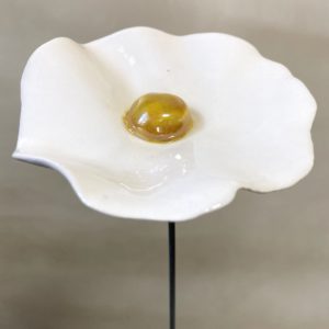 Coquelicot Blanc transparent cœur jaune doré