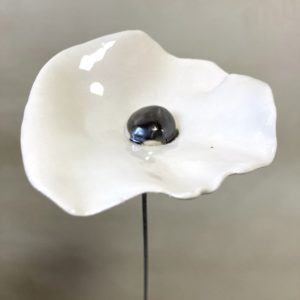 Coquelicot Blanc cœur Métallisé
