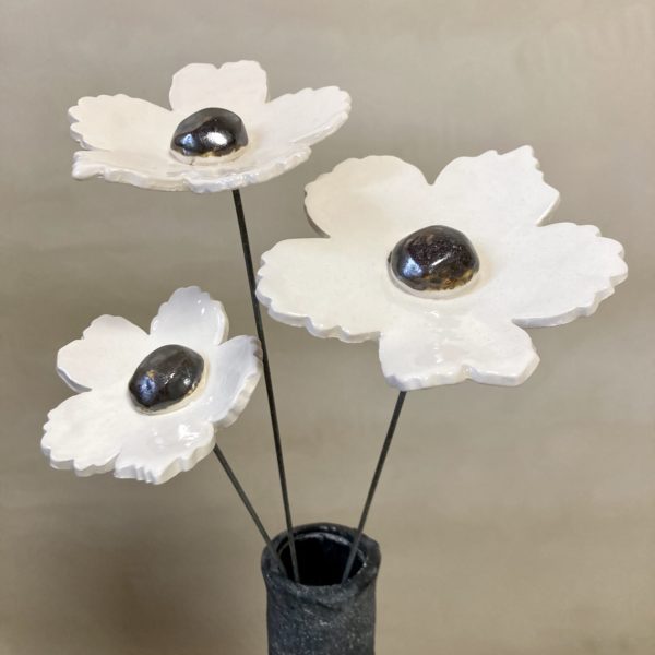 Fleur Sauvage Blanche cœur Métal – Image 4