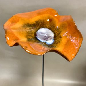 Coquelicot Orange cœur Blanc irisé violet