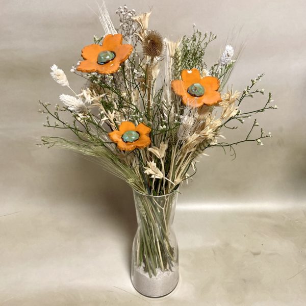 Fleur Sauvage Orange cœur Vert lustré – Image 2