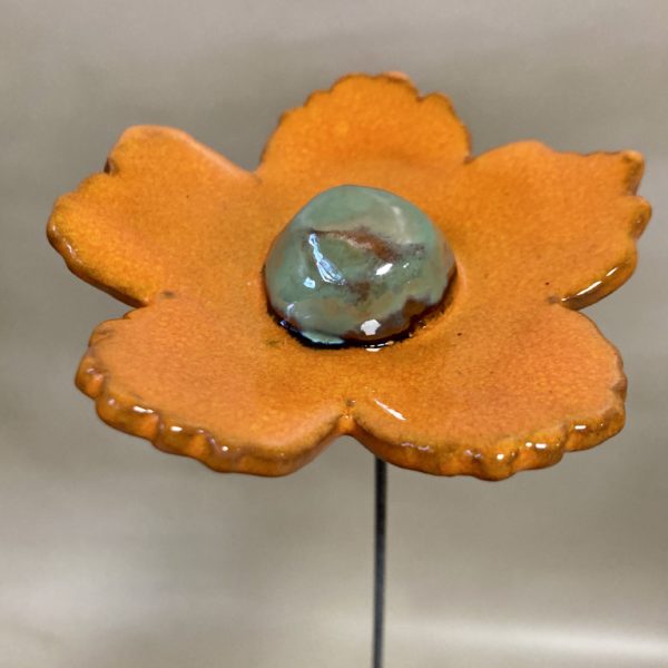 Fleur Sauvage Orange cœur Vert lustré