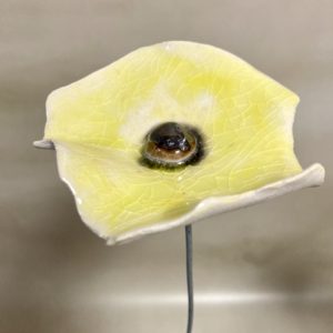 Coquelicot Jaune clair craquelé cœur métallisé