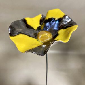 Coquelicot Jaune et Métal cœur doré