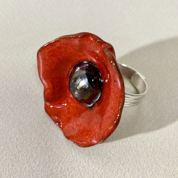 bague coquelicot en céramique