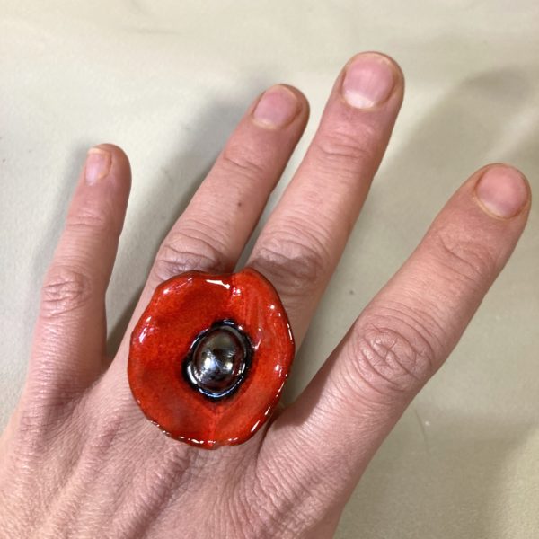 bague coquelicot en céramique