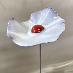 Coquelicot Blanc irisé violet cœur Rouge