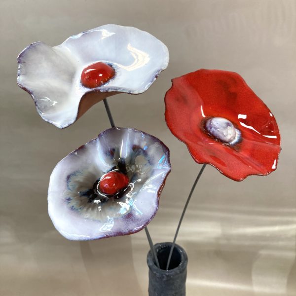 Coquelicot Blanc irisé violet cœur Rouge – Image 3