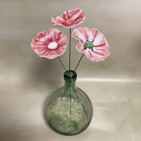 Coquelicot Rose clair et foncé cœur Vert lustré – Image 2