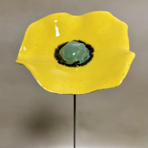 Coquelicot Jaune vif cœur Vert lustré