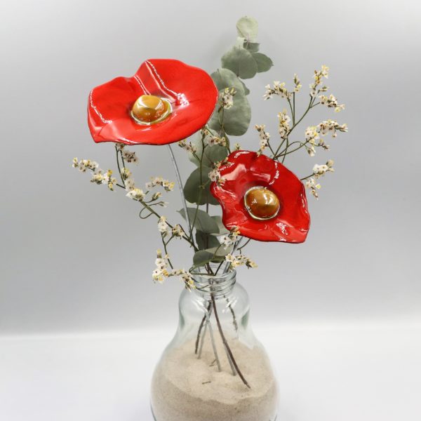 Coquelicot Blanc irisé Violet et Rouge cœur Doré – Image 4