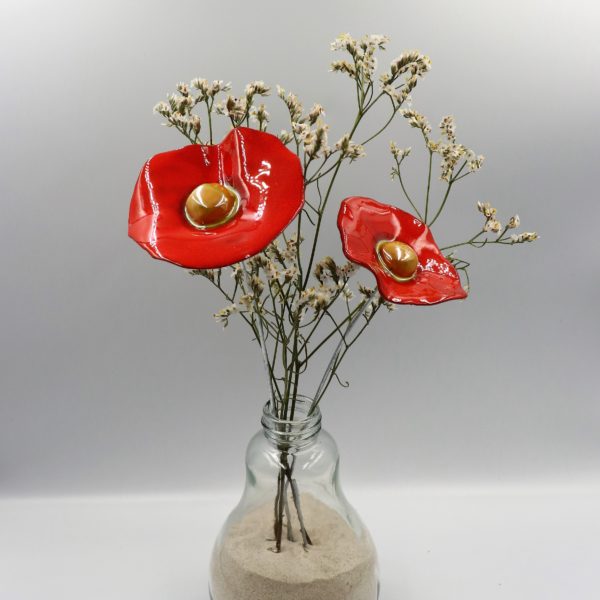 Coquelicot Rouge Cœur jaune doré – Image 3