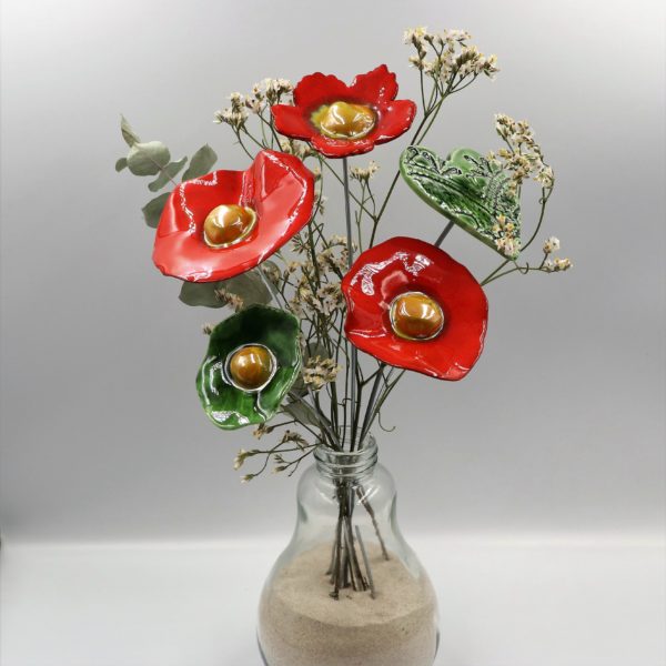 Coquelicot Vert Olive cœur Doré – Image 4