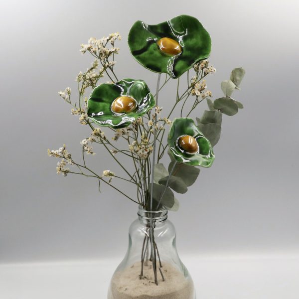 Coquelicot Vert Olive cœur Doré – Image 3