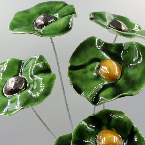 Coquelicot Vert Olive cœur Doré – Image 2