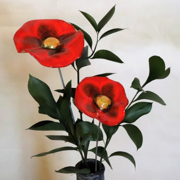 Coquelicot Rouge Nuancé cœur doré – Image 2