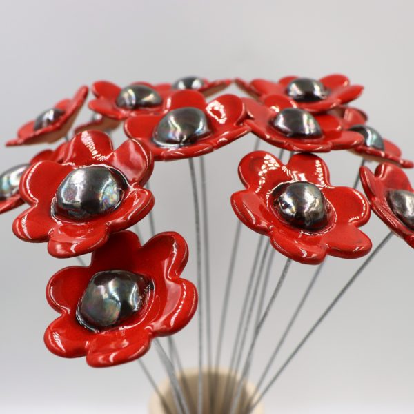 Bouquet de 15 petites Marguerites Rouge 30 cm de hauteur – Image 3