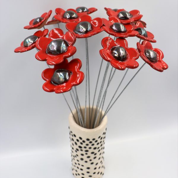 Bouquet de 15 petites Marguerites Rouge 30 cm de hauteur