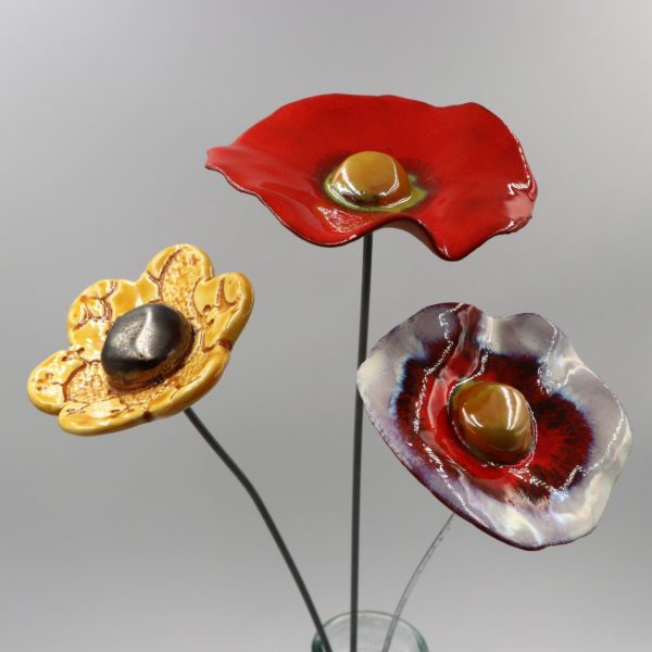 Coquelicot Blanc irisé Violet et Rouge cœur Doré – Image 2