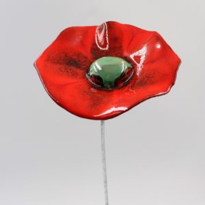 Coquelicot Rouge Nuancé cœur vert lustré