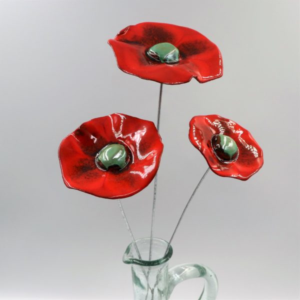 Coquelicot Rouge motif Rouge clair cœur Métal – Image 3