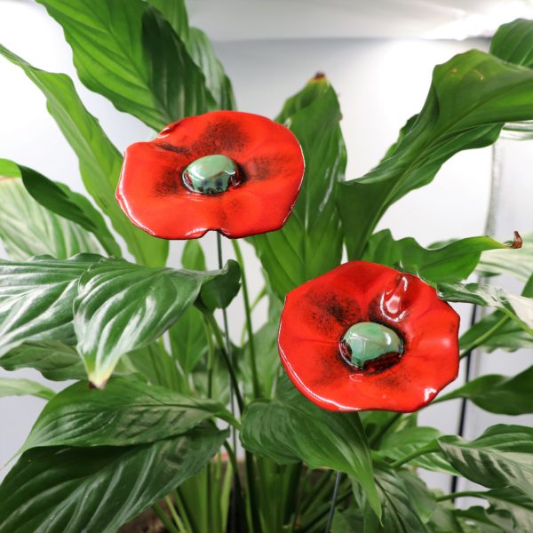 Coquelicot Rouge Nuancé cœur vert lustré – Image 2