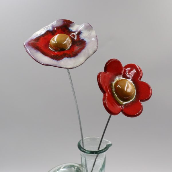 Coquelicot Blanc irisé Violet et Rouge cœur Doré – Image 3