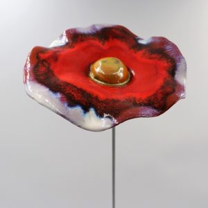 Coquelicot Blanc irisé Violet et Rouge cœur Doré