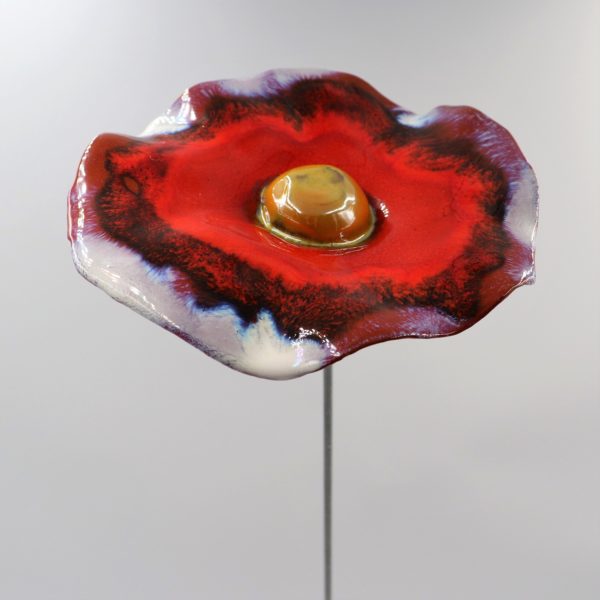 Coquelicot Blanc irisé Violet et Rouge cœur Doré