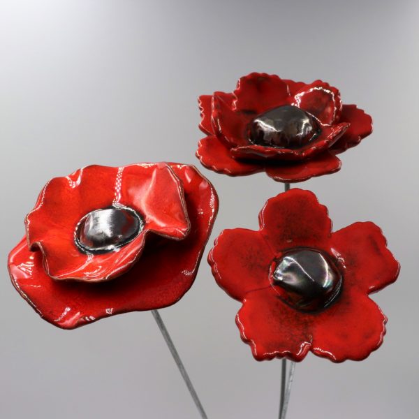 Coquelicot Double Rouge cœur Métal – Image 3