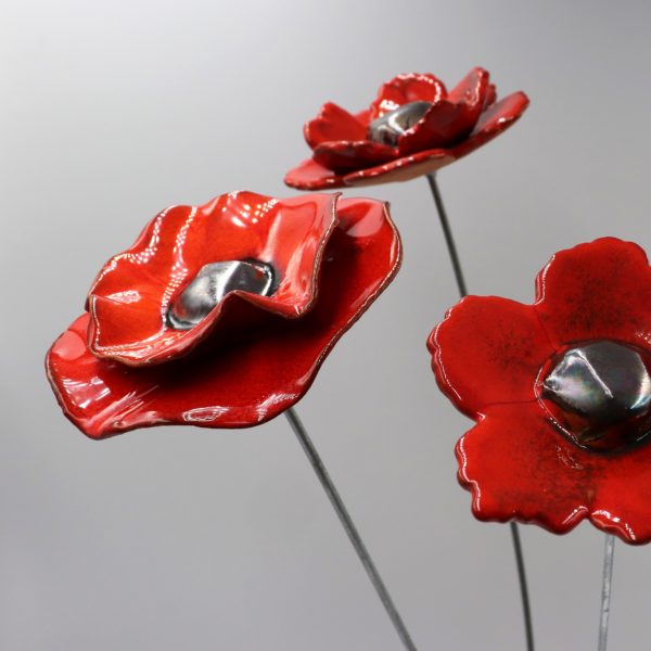 Coquelicot Double Rouge cœur Métal – Image 2