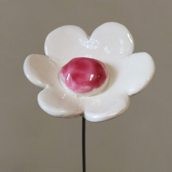 Fleur Blanche cœur Rose
