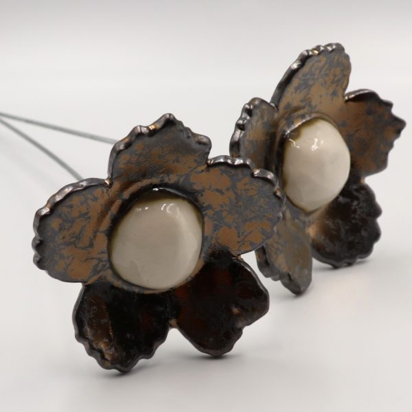 Fleur Sauvage Métal cœur Blanc – Image 6