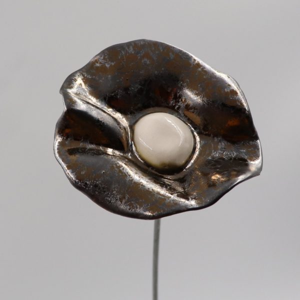 Coquelicot Métal nuancé Bronze cœur Blanc