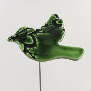 Oiseau Impression Dentelle Vert Olive