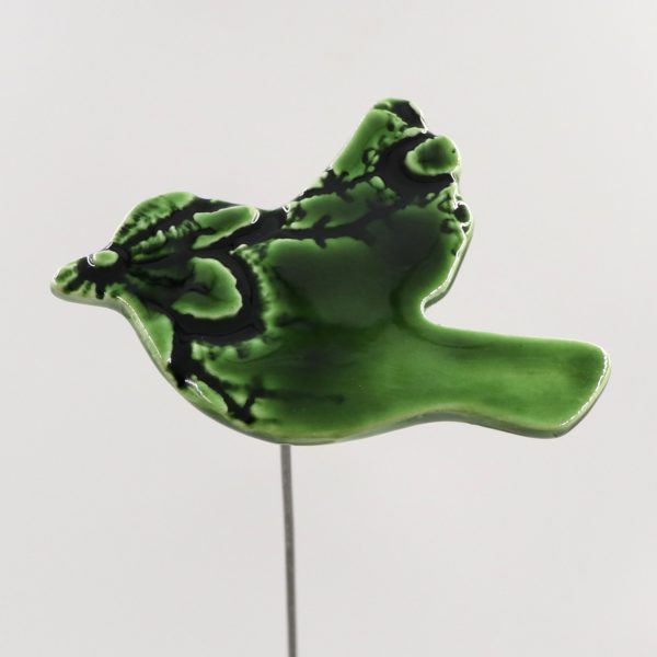 Oiseau Impression Dentelle Vert Olive
